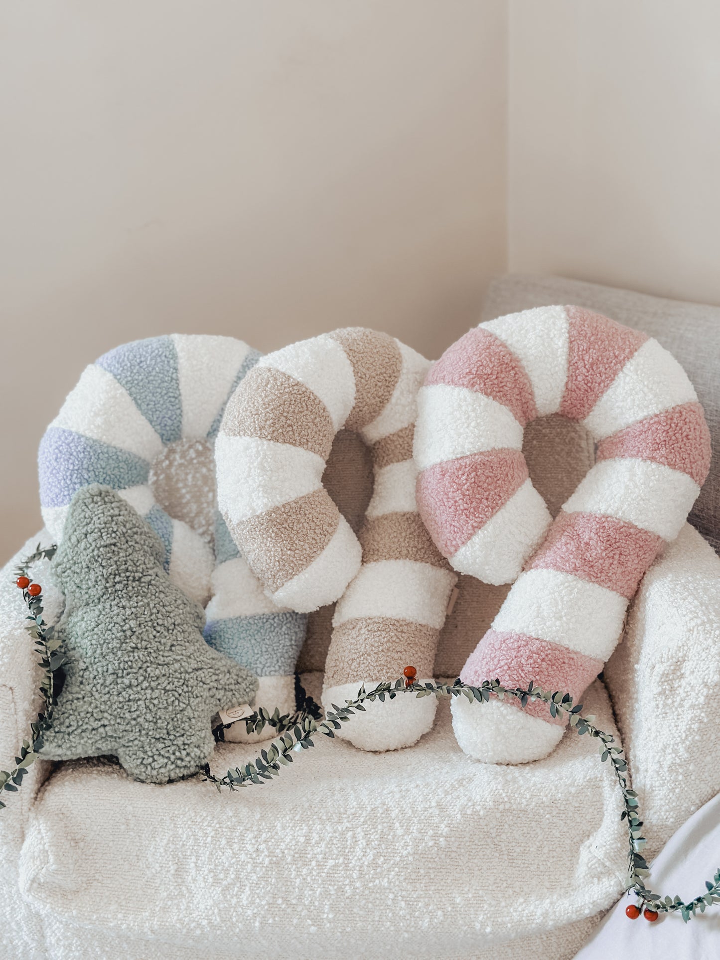 Boucle' Christmas Candycane cushions
