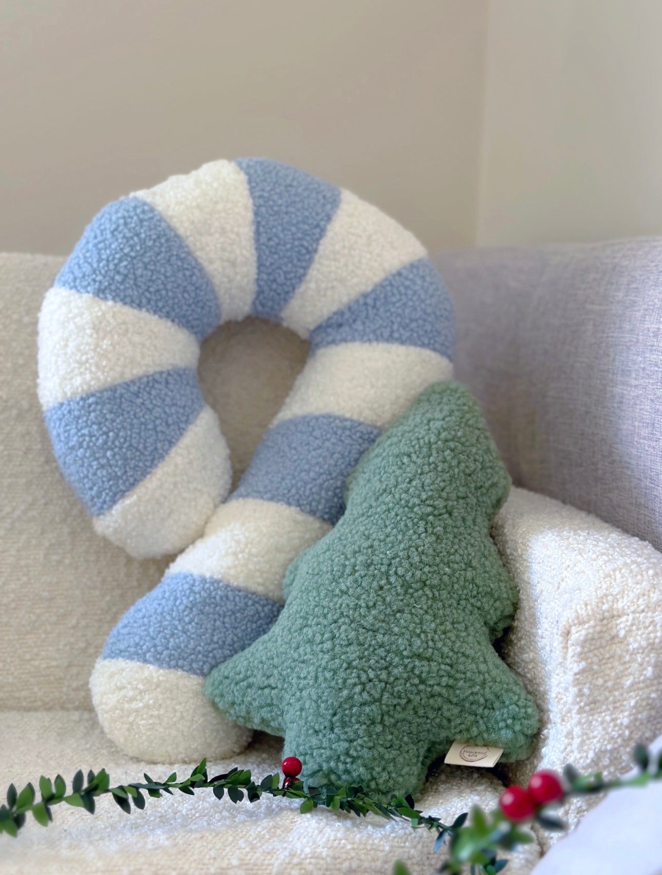 Boucle' Christmas Candycane cushions