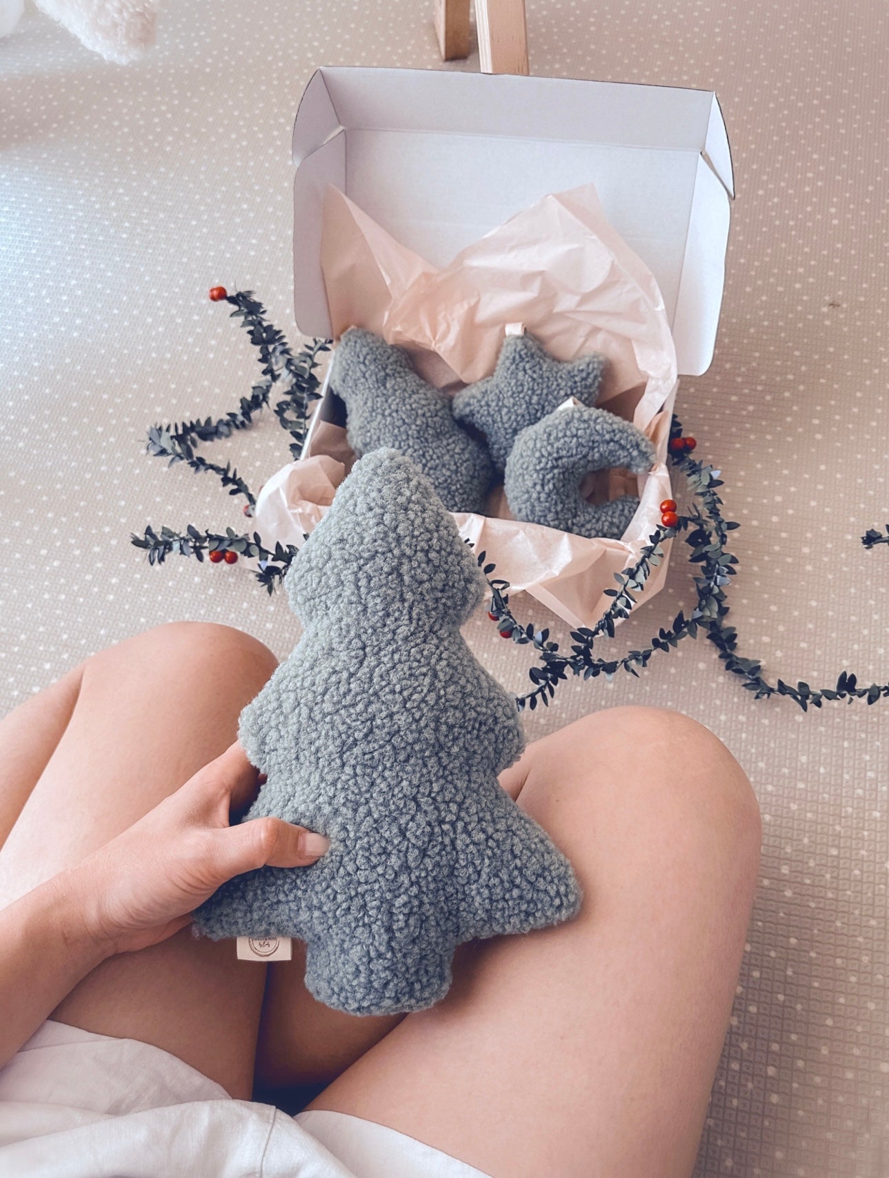Boucle' Christmas tree cushions