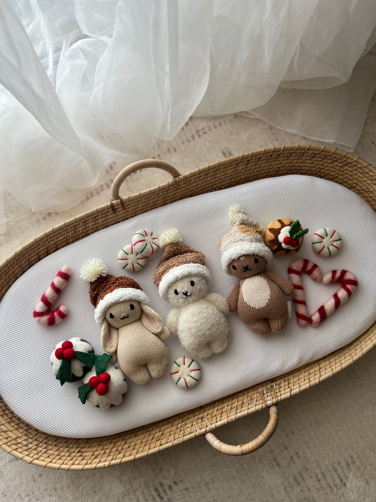 Cuddle and kind dolls santa hats