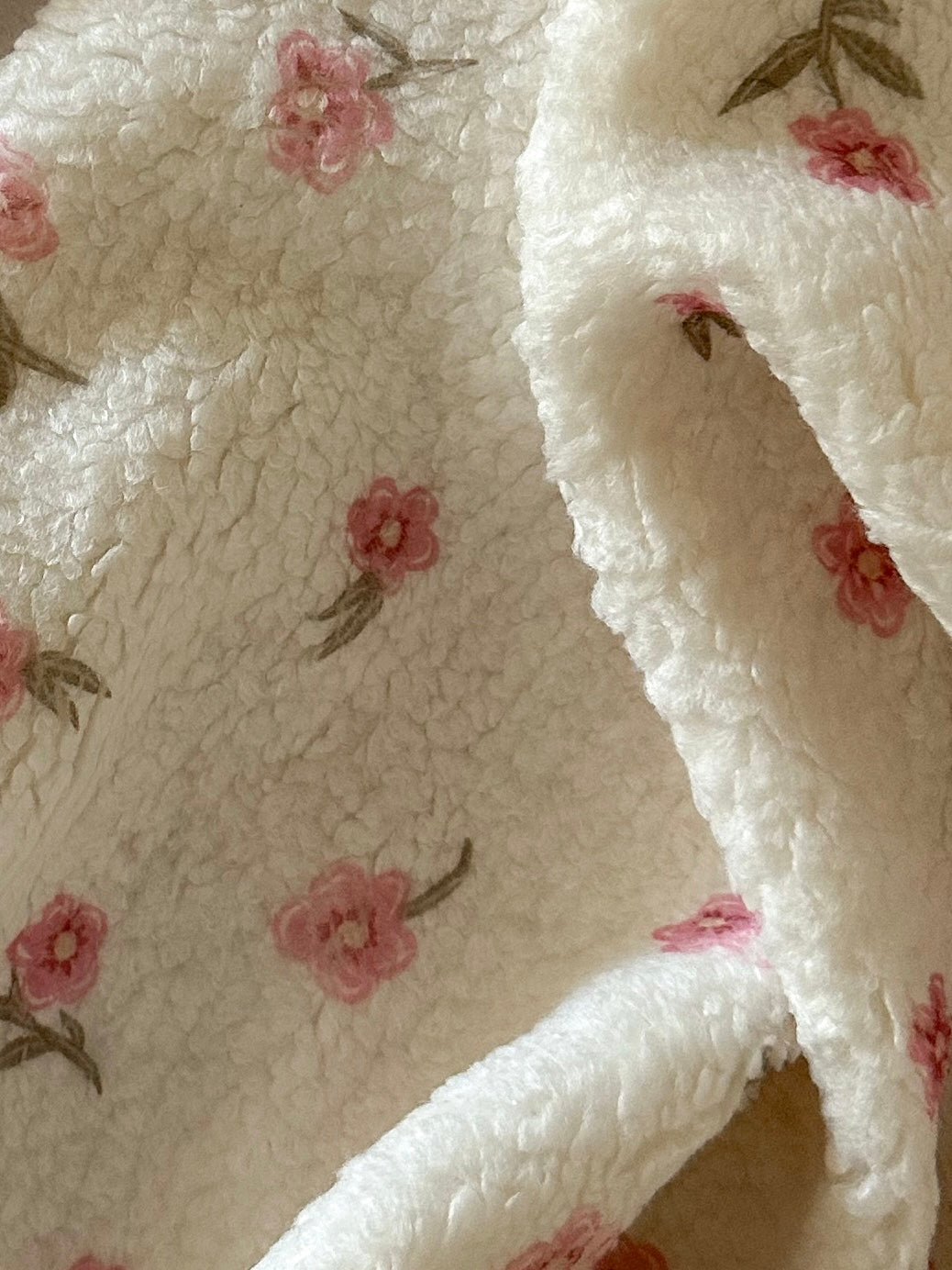 Pink Blossom Faux Lambswool Velvet Fabric
